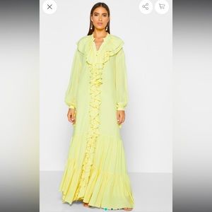MANGO NWT YELLOW RUFFLE MAXI DRESS SIZE 4